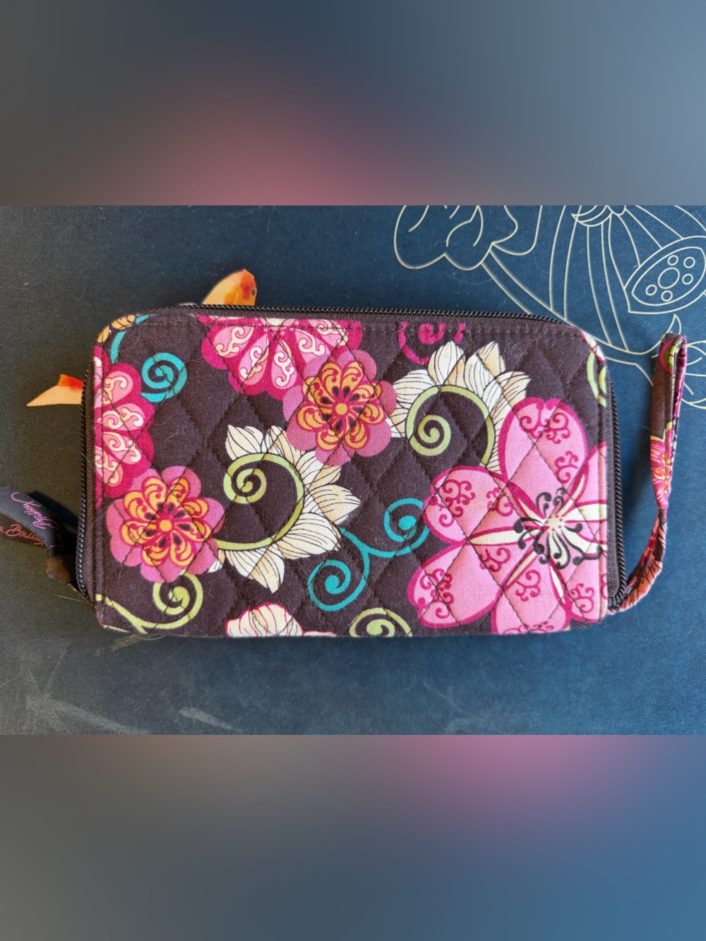 Vera Bradley Quilted Floral Wallet - Pink, Teal & Black